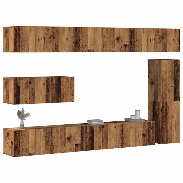 vidaXL Ensemble de meuble TV mural 7 pcs vieux bois bois d'ingénierie