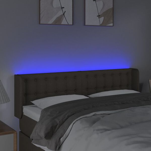 vidaXL T&ecirc;te de lit &agrave; LED Taupe 147x16x78/88 cm Tissu