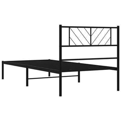 vidaXL Cadre de lit métal sans matelas avec tête de lit noir 100x190cm