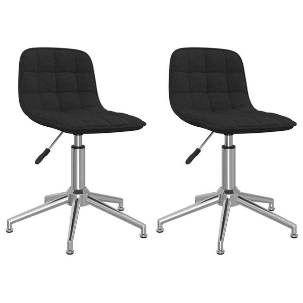 vidaXL Chaises pivotantes &agrave; manger lot de 2 Noir Tissu