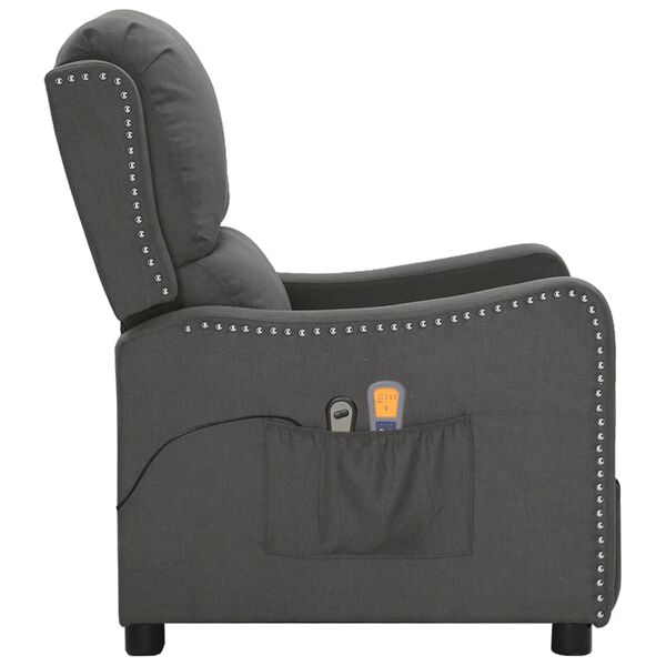 vidaXL Fauteuil &eacute;lectrique de massage Gris fonc&eacute; Tissu