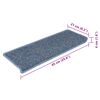 vidaXL Tapis d'escalier autocollants 15 pcs 65x21x4 cm Bleu