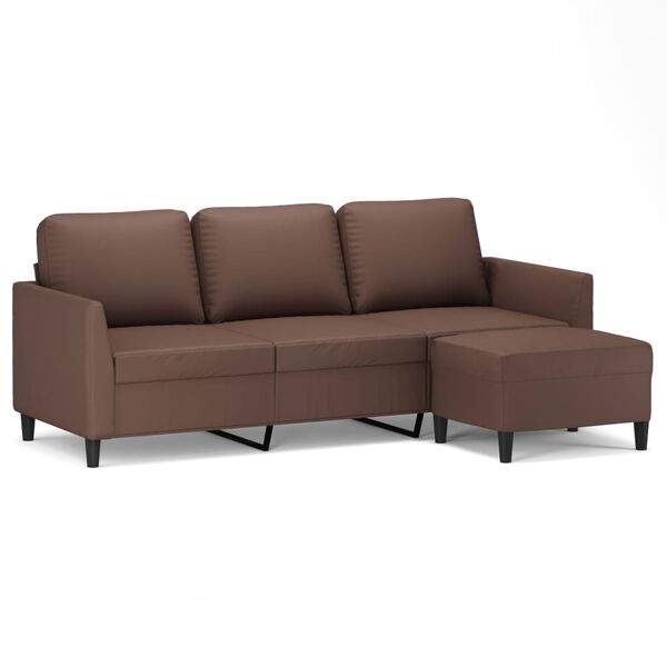 vidaXL Canap&eacute; &agrave; 3 places avec repose-pieds Marron 180 cm Similicuir