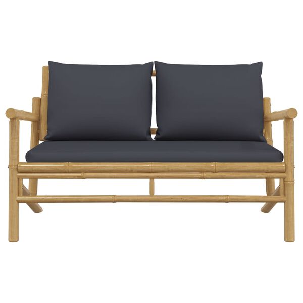vidaXL Banc de jardin avec coussins gris fonc&eacute; bambou