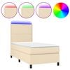 vidaXL Sommier &agrave; lattes de lit et matelas et LED Cr&egrave;me 100x200cm Tissu