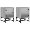 vidaXL Tables de chevet et portes vitr&eacute;es 2 pcs sonoma gris 35x37x50cm