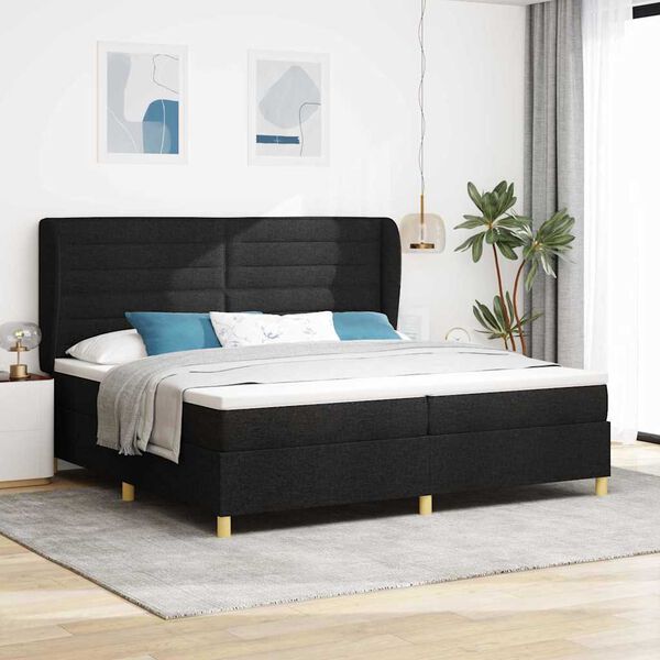 vidaXL Lit &agrave; ressorts avec matelas gris fonc&eacute; 90x190 cm Noir tissu