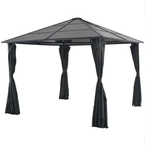 vidaXL Tonnelle avec rideau Aluminium 3x3 m Noir