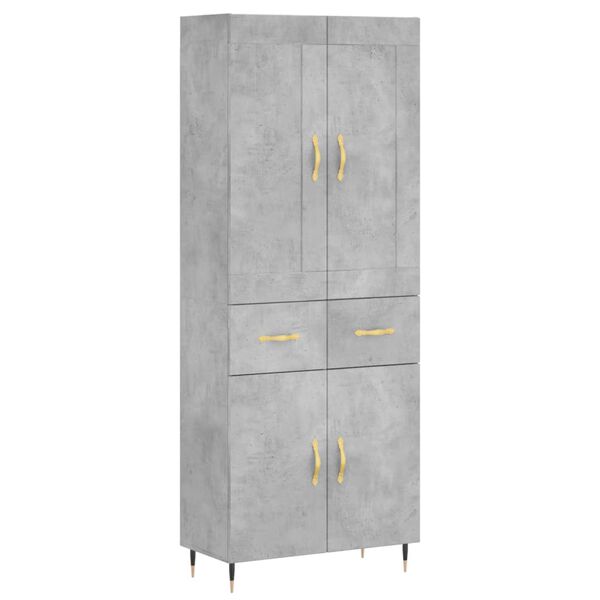 vidaXL Buffet haut Gris b&eacute;ton 69,5x34x180 cm Bois d'ing&eacute;nierie