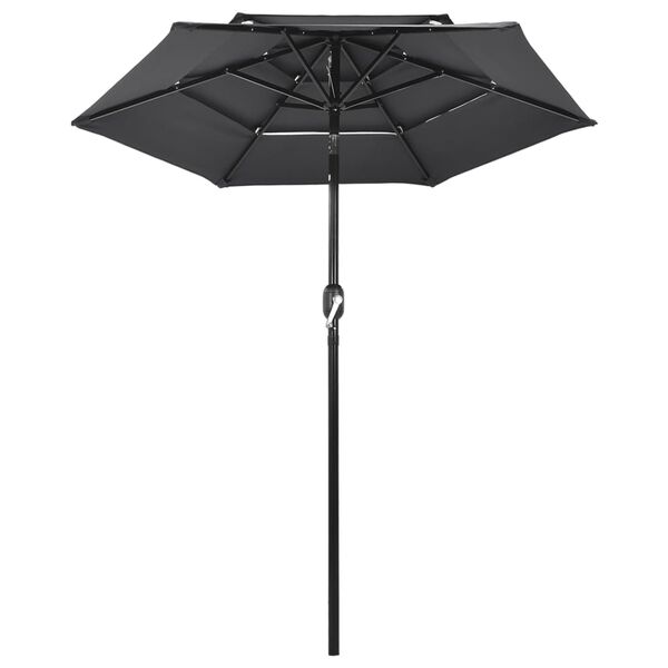 vidaXL Parasol de jardin &agrave; 3 niveaux avec m&acirc;t en aluminium anthracite