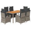 vidaXL Ensemble &agrave; manger de jardin et coussins 7 pcs gris rotin