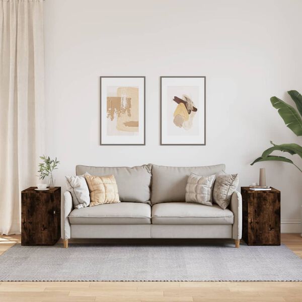 vidaXL Tables d'appoint 2 pcs chêne fumé 50x30x50 cm bois d'ingénierie