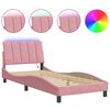 vidaXL Cadre de lit avec LED sans matelas Hanko rose 90x200 cm velours