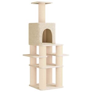 vidaXL Arbre &agrave; chat avec poteaux &agrave; griffer en sisal Cr&egrave;me 180 cm