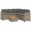 vidaXL Canap&eacute; de jardin avec table et coussins en forme de L gris