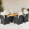 vidaXL Ensemble &agrave; manger de jardin coussins 7pcs Noir R&eacute;sine tress&eacute;e