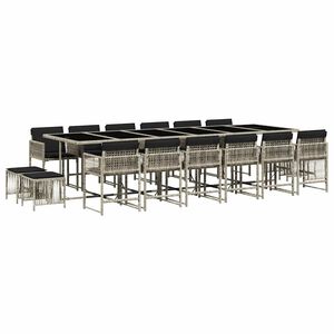 vidaXL Ensemble &agrave; manger de jardin et coussins 17 pcs gris clair rotin