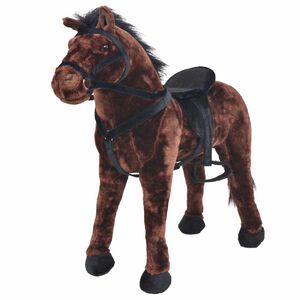 vidaXL Jouet en peluche Cheval Marron fonc&eacute; XXL
