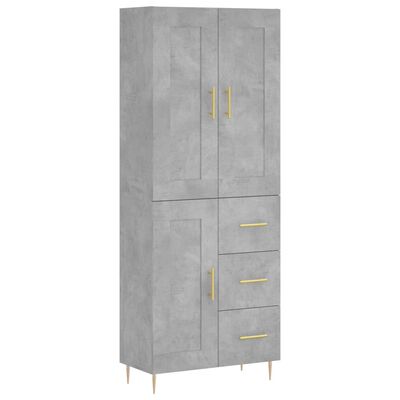 vidaXL Buffet haut Gris béton 69,5x34x180 cm Bois d'ingénierie