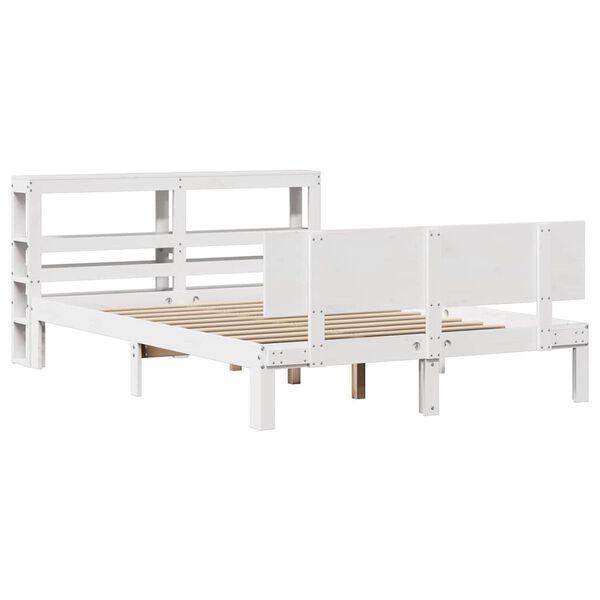 vidaXL Cadre de lit et t&ecirc;te de lit sans matelas blanc 135x190 cm