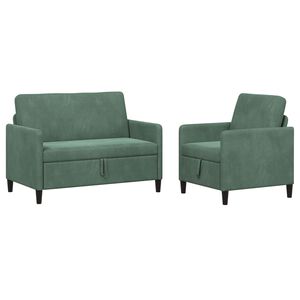 vidaXL Canap&eacute; avec rangement 2 pc Vert Mer Polyester