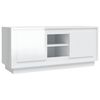 vidaXL Meuble TV blanc brillant 102x35x45 cm bois d'ing&eacute;nierie