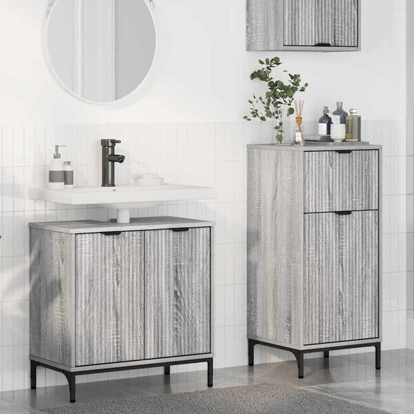 vidaXL Ensemble de mobilier de salle de bain 2 pcs Gris Sonoma