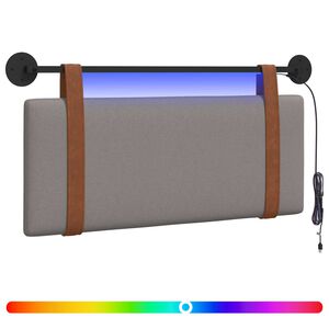 vidaXL T&ecirc;te de lit suspendue Avec lumi&egrave;re LED Taupe PU antique