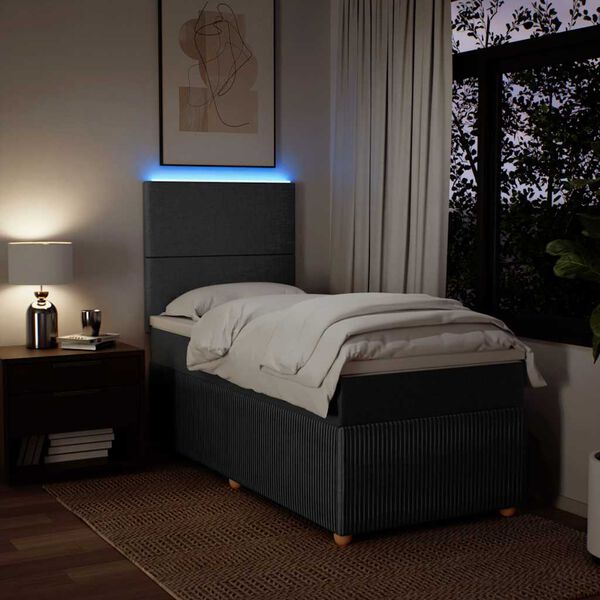 vidaXL Sommier &agrave; lattes de lit avec matelas Gris fonc&eacute; 80x200 cm Tissu