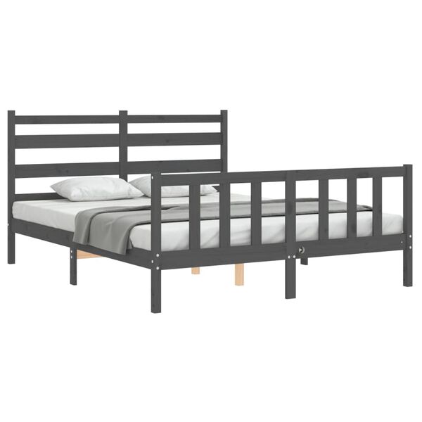 vidaXL Cadre de lit sans matelas gris bois de pin massif