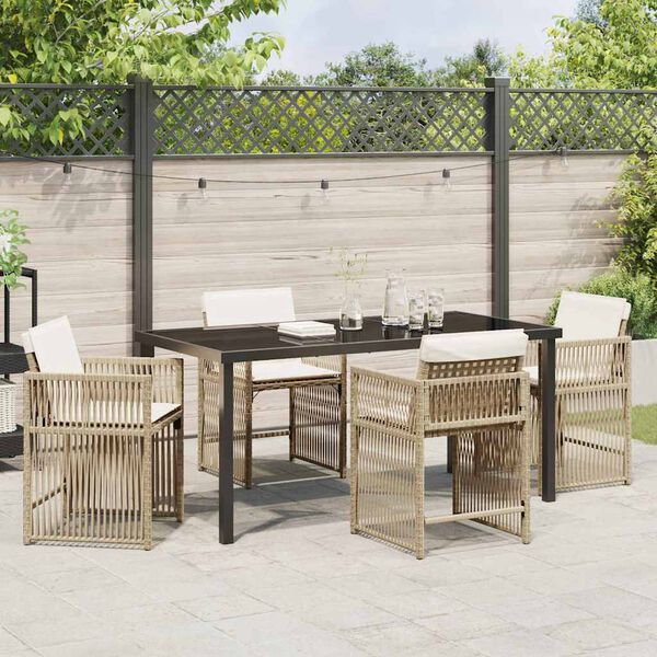 vidaXL Ensemble de salle &agrave; manger pour jardin 5 pcs Beige polyrotin