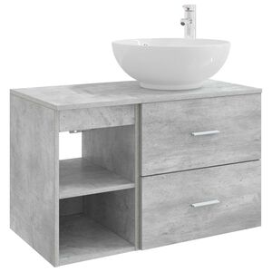 vidaXL Ensemble de mobilier de salle de bain 2 pc Gris b&eacute;ton