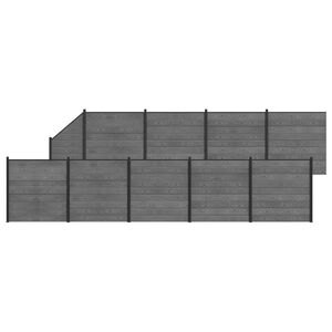 vidaXL Ensemble de Cl&ocirc;ture 10 pc 1657 x 186 cm WPC et Aluminium Gris