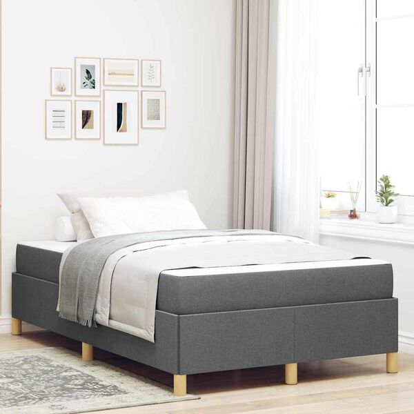vidaXL Cadre de lit avec matelas Gris fonc&eacute; 120 x 200 cm tissu