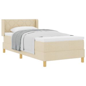 vidaXL Lit &agrave; ressorts avec matelas Cr&egrave;me 190 x 90 cm Polyester