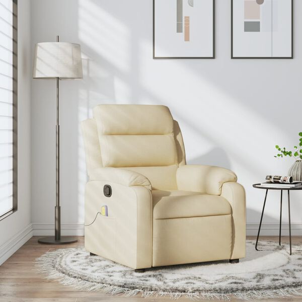 vidaXL Fauteuil inclinable de massage crème tissu