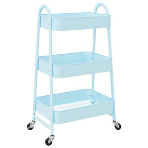 VidaXL Chariot de rangement &agrave; 3 niveaux bleu 42x41,5x77 cm acier
