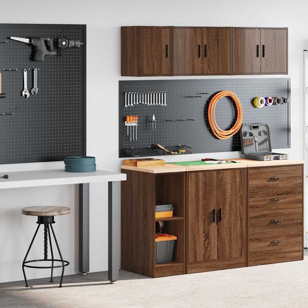 vidaXL Armoires de garage 2 pcs ch&ecirc;ne marron bois d'ing&eacute;nierie
