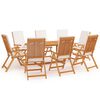 vidaXL Ensemble &agrave; manger de jardin 9 pcs coussins Bois de teck massif