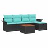 vidaXL Ensemble de canap&eacute; de jardin 6 pc Noir Poly rotin