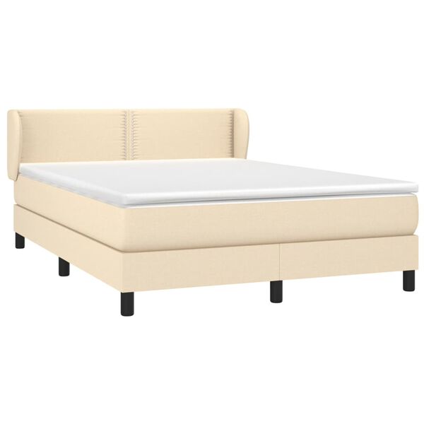 vidaXL Sommier &agrave; lattes de lit avec matelas Cr&egrave;me 140x190 cm Tissu