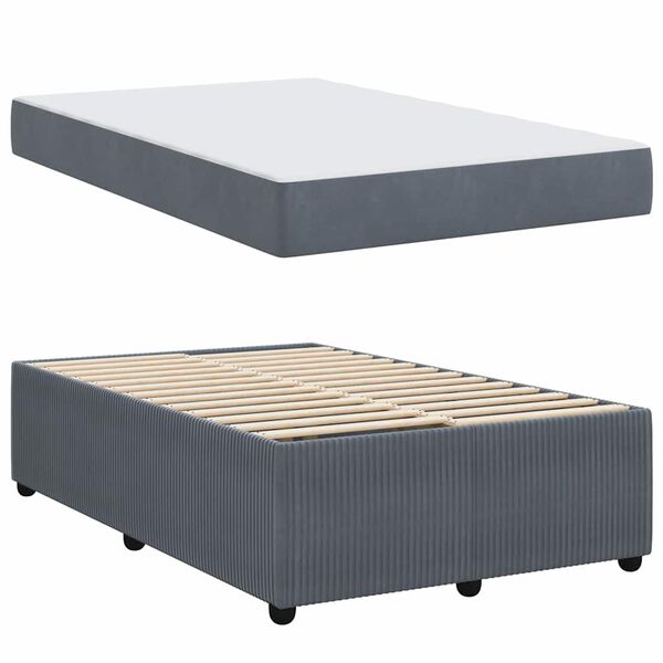 vidaXL Cadre de lit avec matelas Gris fonc&eacute; 120 x 200 cm tissu