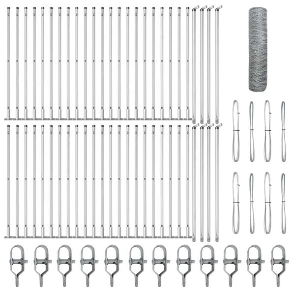 vidaXL Poteau de cl&ocirc;ture. Argent&eacute; 100 x 0,6 m (maille de 36 mm) Acier