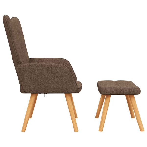 vidaXL Chaise de relaxation avec tabouret Marron Tissu