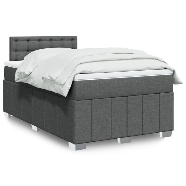 vidaXL Sommier &agrave; lattes de lit avec matelas gris fonc&eacute; 120x190cm tissu