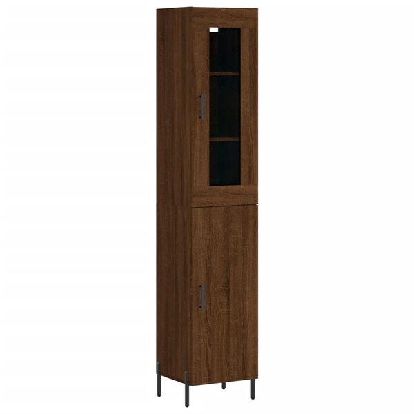 vidaXL Buffet haut Chêne marron 34,5x34x180 cm Bois d'ingénierie