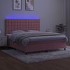 vidaXL Sommier &agrave; lattes de lit matelas et LED Rose 160x200 cm Velours