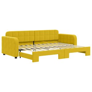 vidaXL Lit de jour avec lit gigogne jaune 80x200 cm velours