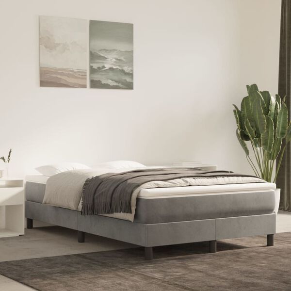 vidaXL Sommier &agrave; lattes de lit et matelas Gris clair 120x200cm Velours