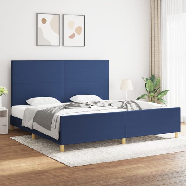 vidaXL Cadre de lit sans matelas bleu 200x200 cm tissu